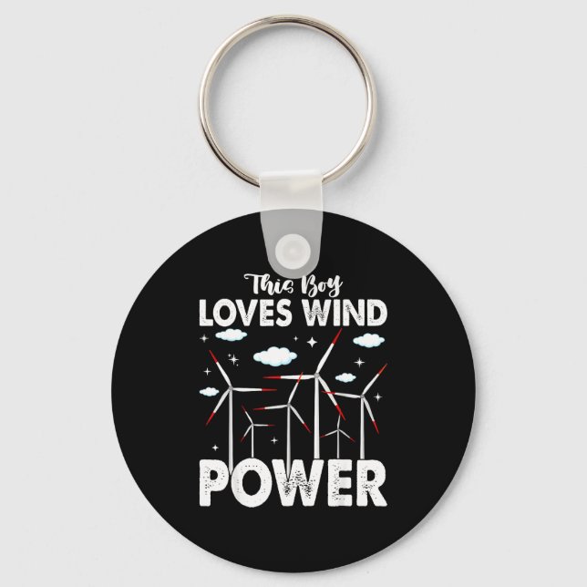 Porte-clés This Boy Loves Wind Wer, Windmill Turbine Technici (Recto)