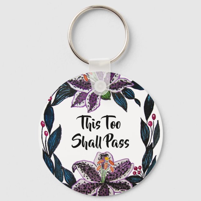 Porte-clés "This Too Shop Pass" Aquarelle Lily Wreath (Recto)
