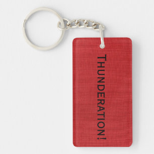 Porte-clés Thunderland ! texte noir en gras sur Red Linen Pho