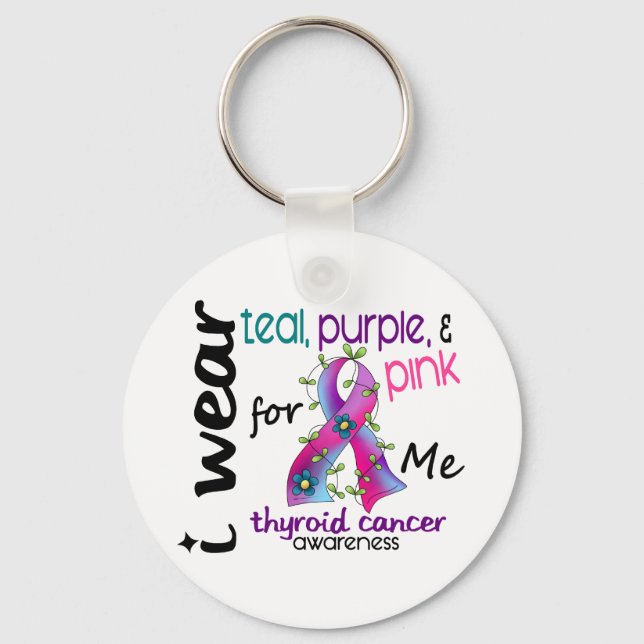 Porte-clés Thyroïde Cancer Je Porte Du Ruban Pour MOI 43 (Recto)