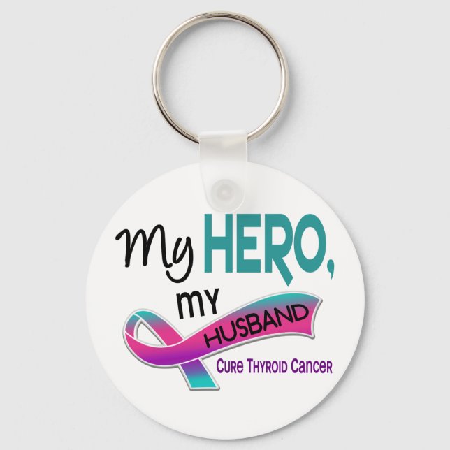 Porte-clés Thyroïde Cancer MON HÉROS MON MARI 42 (Recto)