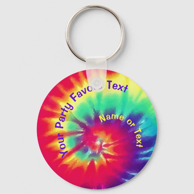 Porte-clés Tie Dye fête d'anniversaire favorise PERSONNALISER (Recto)