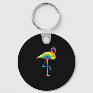 Porte-clés Tie Dye Flamant rose arc-en-ciel Imprimer Oiseau A