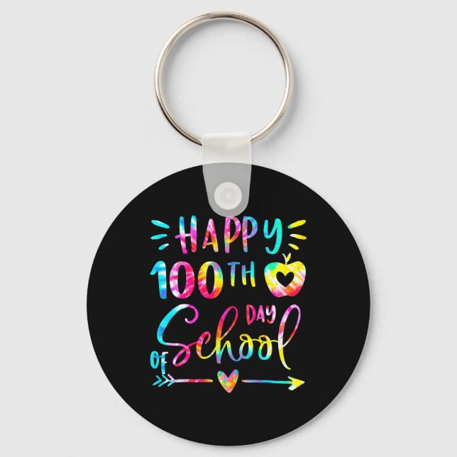 Porte-clés Tie Dye Happy 100e jour d'école Enseignant Élève 1 (Recto)
