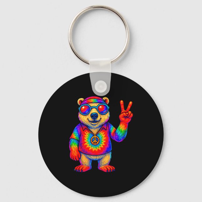 Porte-clés Tie-dye Lar Bear Peace Sign Hip  (Recto)