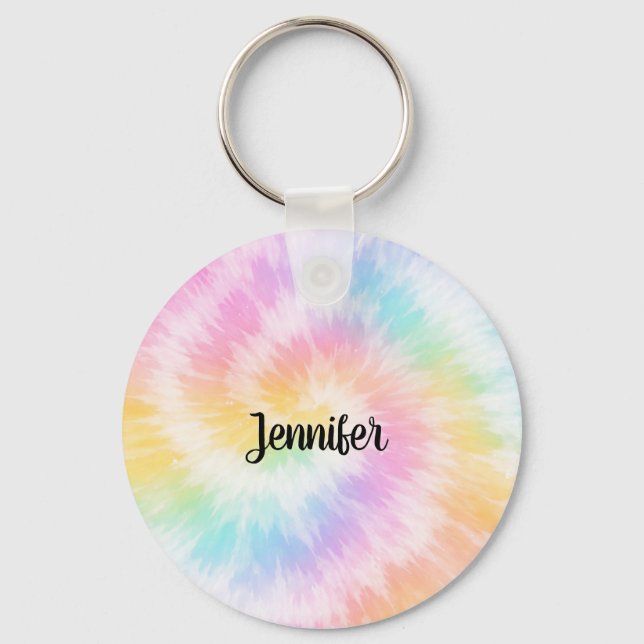 Porte-clés Tie-Dye Rose Pâle Girly Chic                     (Recto)