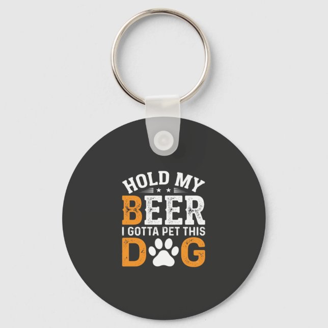 Porte-clés Tiens Ma Bière Amateur de Chien (Recto)