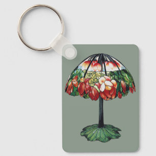 Porte-clés Tiffany Art Nouveau Rouge Lotus Floral Vintage