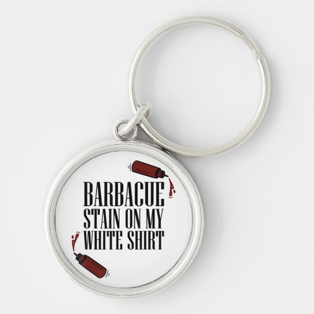 Porte-clés Tige barbecue sur mon blanc (Devant)