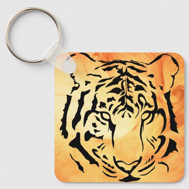 Porte-clés Tiger eyes in black silhouette drawstring bag (Recto)