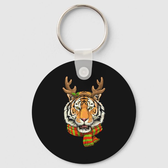 Porte-clés Tiger Reindeer Christmas Shirt Animal With Antlers (Recto)