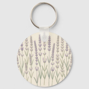 Porte-clés Tiges de Lavande Élégantes Botanique Violet Clair