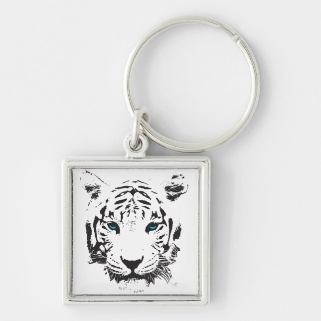 Porte-clés Tigre blanc aux yeux bleus (Devant)