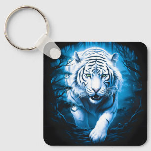 Porte-clés Tigre Blanc Mystique de la Forêt Sauvage