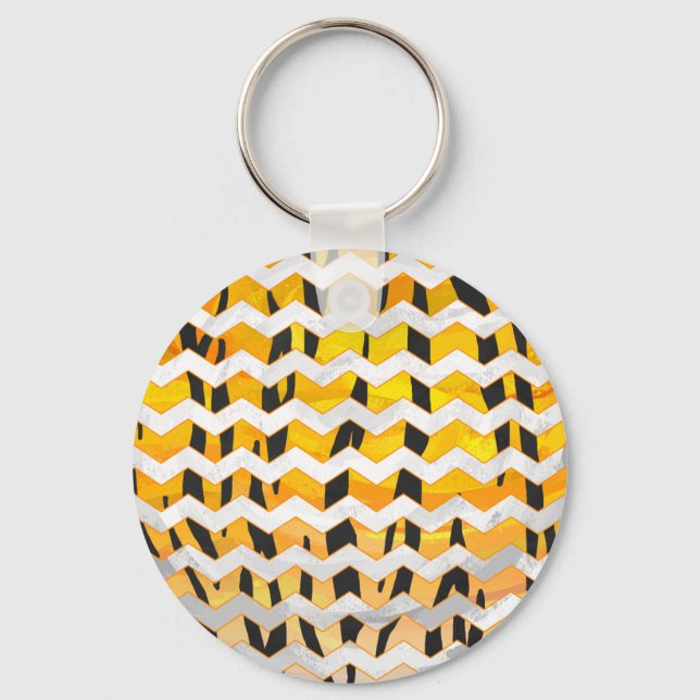 Porte-clés Tigre Chevron noir et orange (Recto)