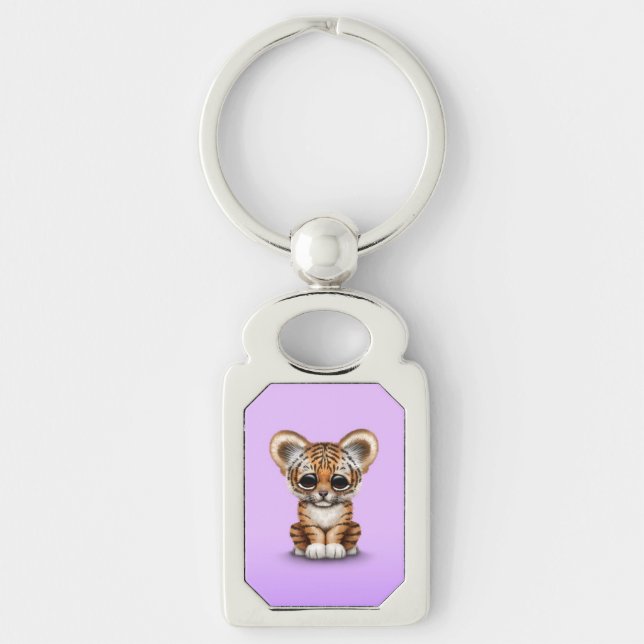 Porte-clés Tigre CUB adorable de bébé sur le pourpre (Devant)
