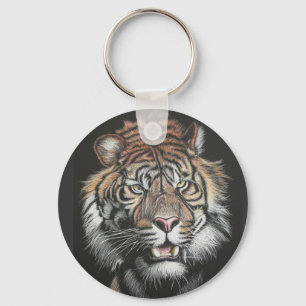 Porte-clés Tigre d'hurlement dans le panneau d'éraflure
