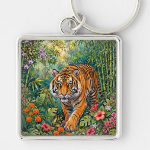 Porte-clés Tigre du Bengale Bambou Vibrant Jungle