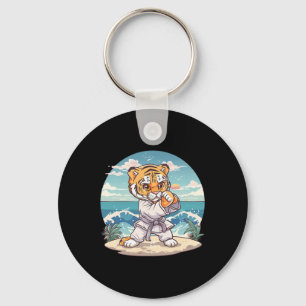Porte-clés Tigre mignon de karaté Kickboxing Taekwondo Jiu-ji