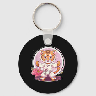 Porte-clés Tigre mignon de kung fu lotus kickboxing taekwondo