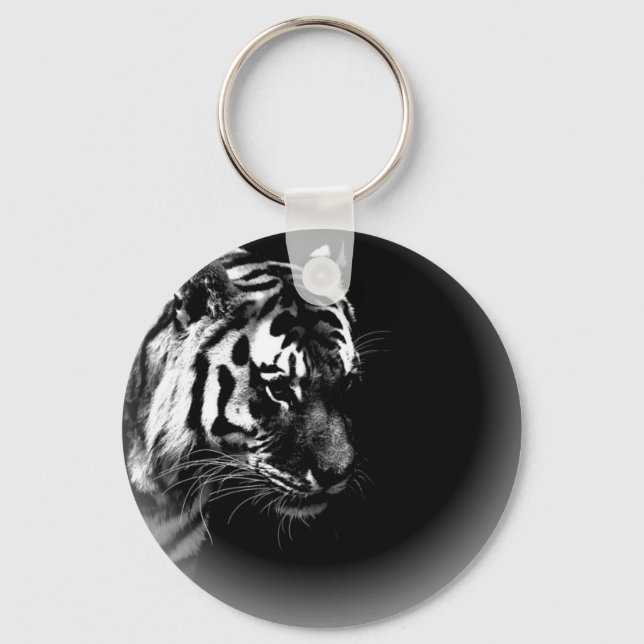 Porte-clés Tigre noir et blanc (Recto)