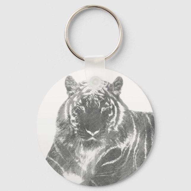 Porte-clés Tigre noir et blanc (Recto)