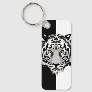 Porte-clés Tigre sur fond noir et blanc