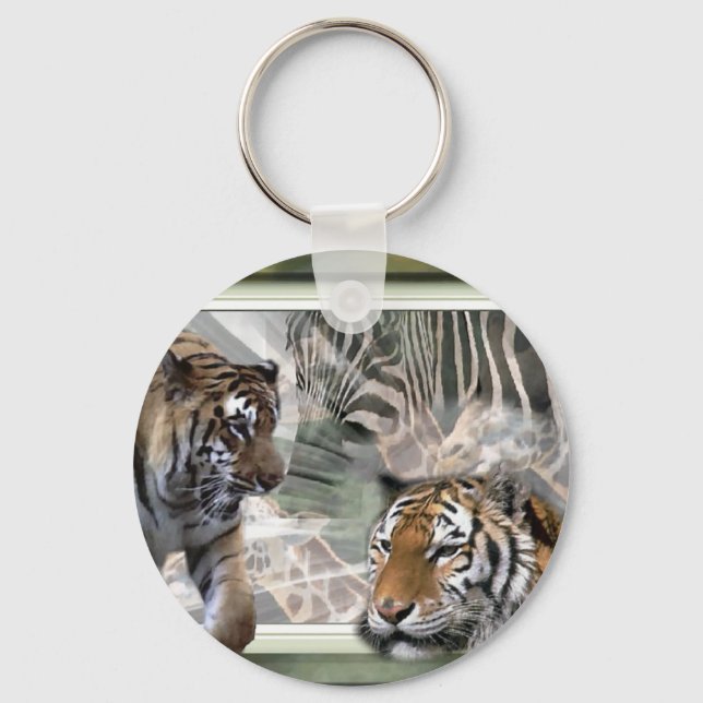 Porte-clés Tigre, Zèbre, Giraffe, Cadeaux Amateurs (Recto)