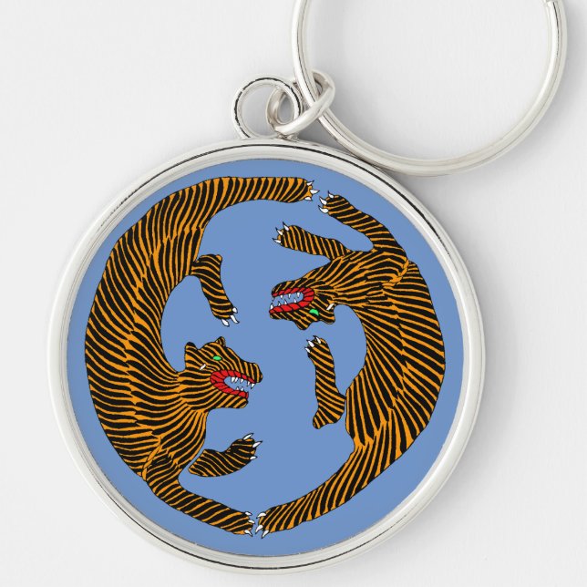 Porte-clés Tigres d'art populaire japonais (Devant)