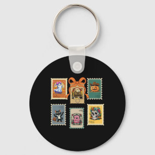 Porte-clés Timbres d'Halloween Haunted Citrouille House Chais
