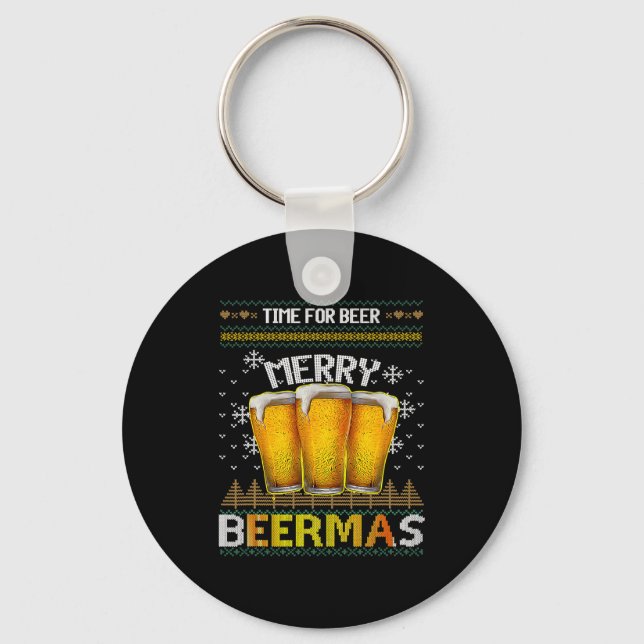 Porte-clés Time For Beer Merry Beermas Funny Christmas Beer L (Recto)