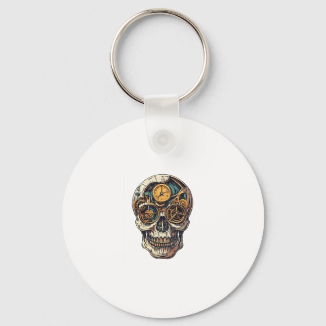 Porte-clés Timekeeper du crâne et de l'horloge (Recto)