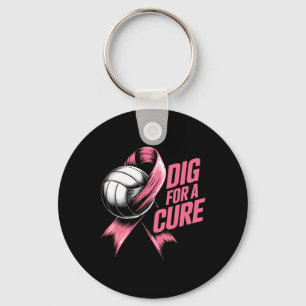 Porte-clés Tirer Au Ribbon Cure Volleyball Cancer Du Sein Con
