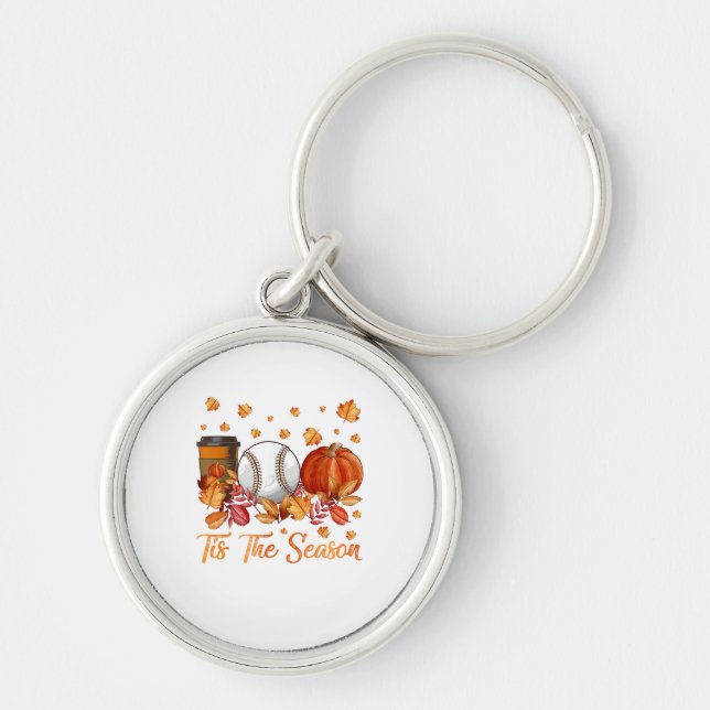 Porte-clés Tis The Season Baseball Pumpkin Autumn Fall Thanks (Devant)