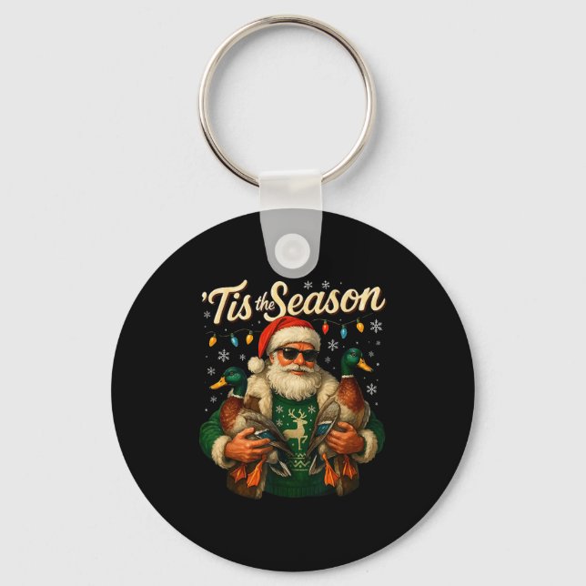 Porte-clés Tis The Season Cool Santa Duck Christmas Design  (Recto)