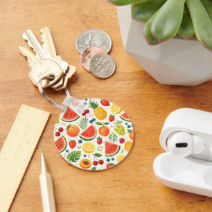 Porte-clés Tissu à motif de fruits d'été Pastèque tropicale
