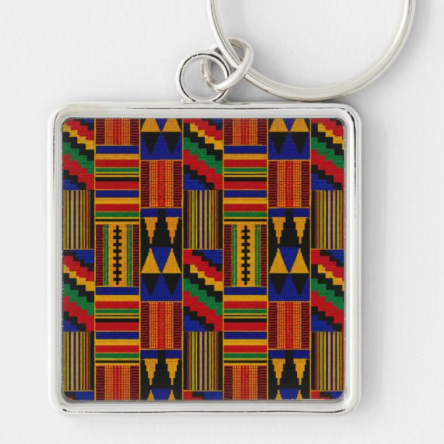 Porte-clés Tissu Kente de style africain (Devant)