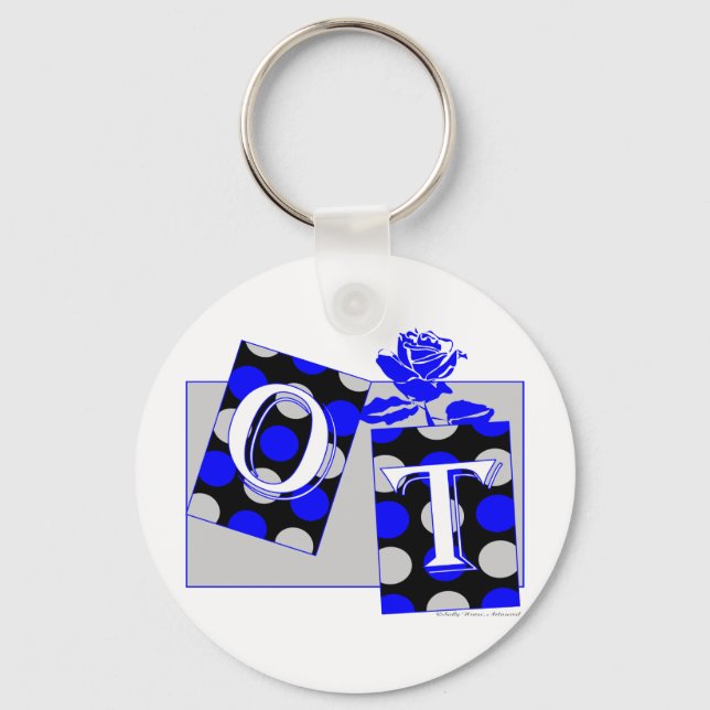 Porte-clés to lettre blocs bleu et gris (Recto)