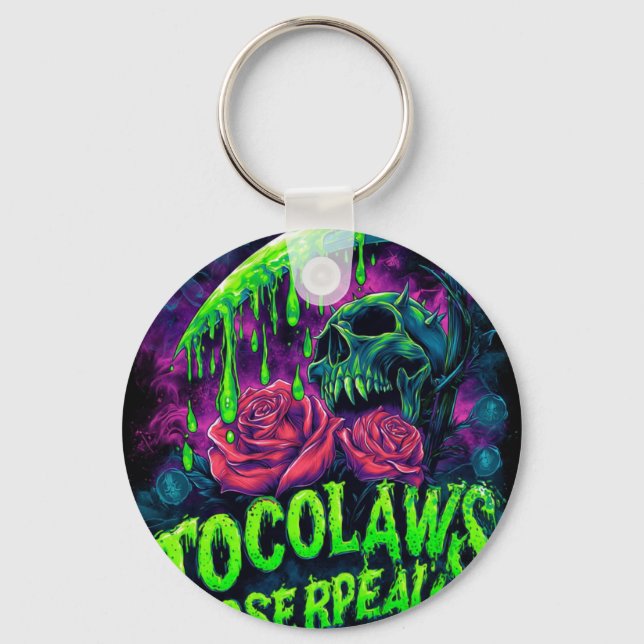 Porte-clés TOCOCLAWS Faucheuse Crâne Slime Rose Horreur (Recto)