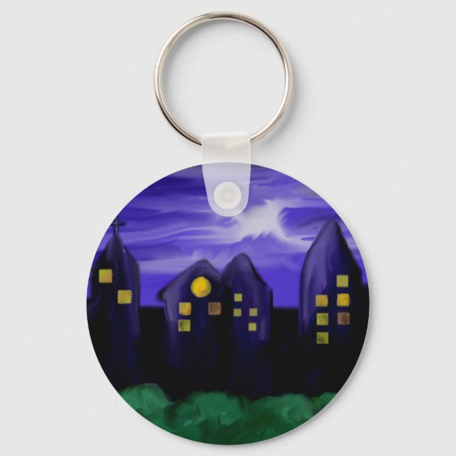 Porte-clés Toile de la ville de ciel nocturne (Recto)