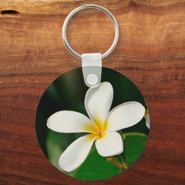 Porte-clés Toile Frangipani blanche pour ordinateur portable  (Recto)