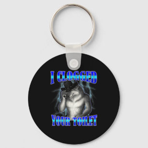 Porte-clés Toilette bouchée drôle mème alpha loup brainrot