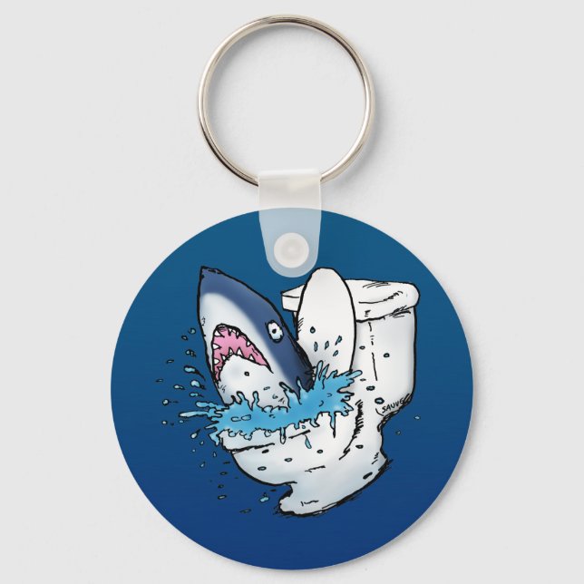 Porte-clés Toilette Shark Funny Blue Cartoon (Recto)