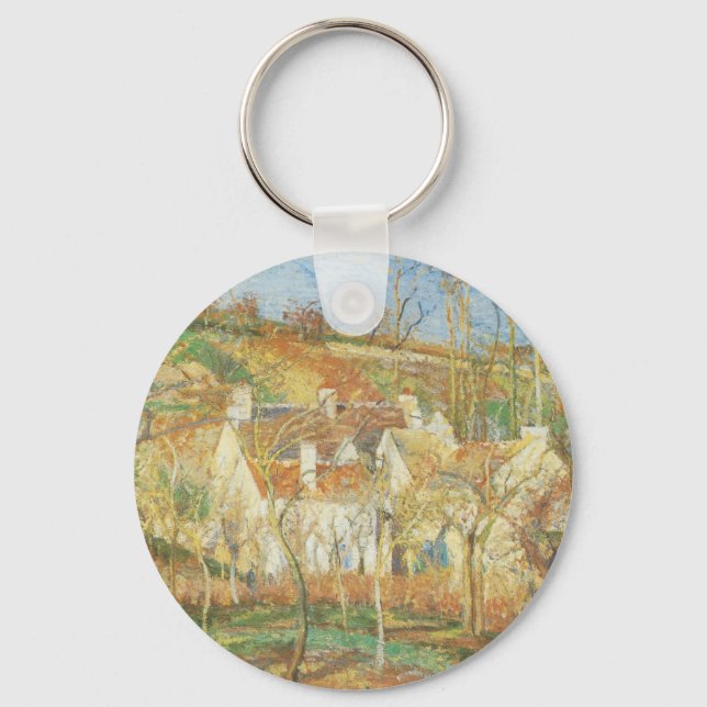 Porte-clés Toits rouges, Coin d'un village, Hiver par Pissarr (Recto)