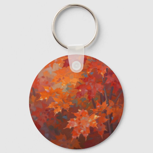 Porte-clés Toiture de feuilles de érable d'automne vibrant (Recto)