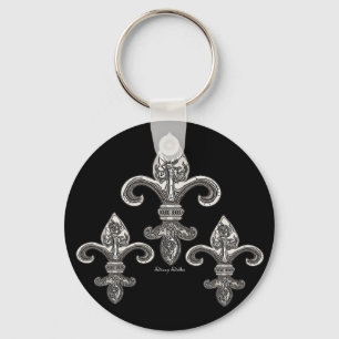 Porte-clés Ton argenté Fleur De Lys Keychain