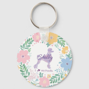 Porte-clés Tondeuse Caniche Lavande avec Couronne Florale sur