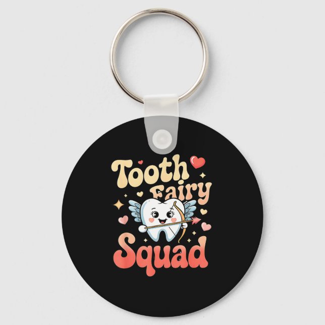 Porte-clés Tooth Fairy Squad Cute Cud Tooth Retro Dental Humo (Recto)