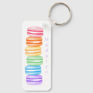 Porte-clés topsy turvy rainbow macarons nom filles