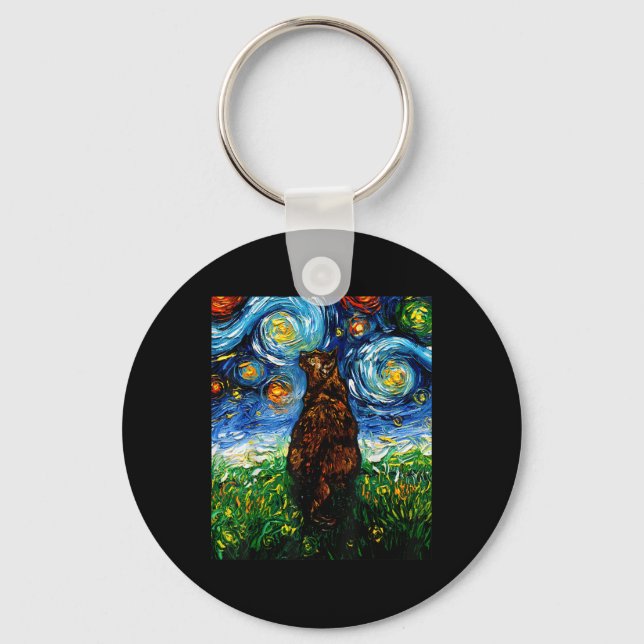 Porte-clés Tortoiseshell Tortie Stress Night Kitty Cat Art By (Recto)